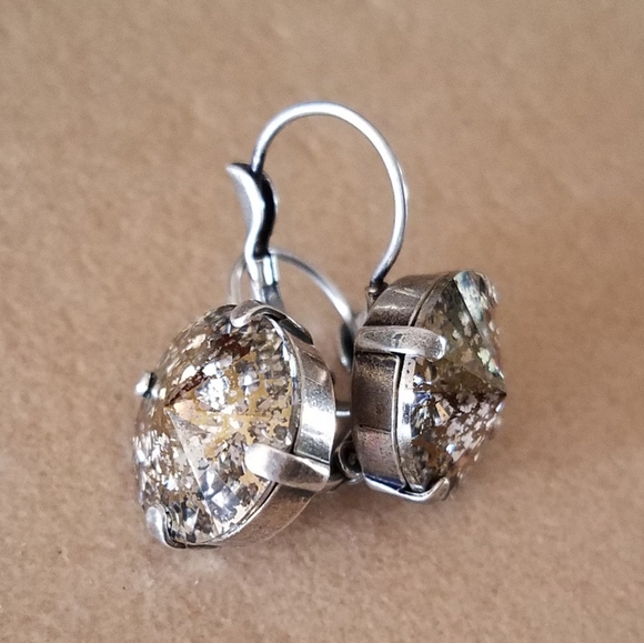 Austrian Crystal Earrings in Antique Silver - Picture 1 of 7